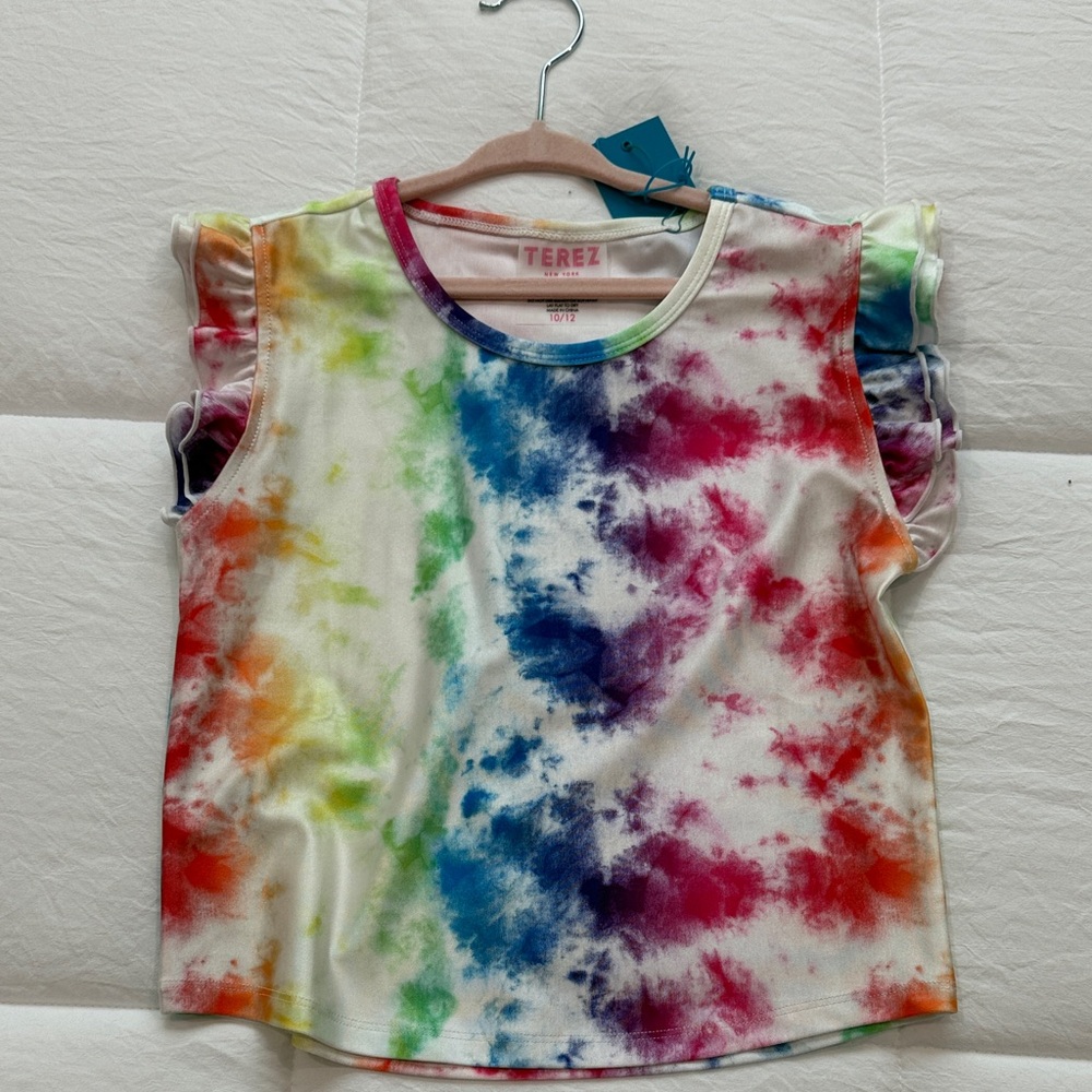 Terez Kids Rainbow Tie-Dye Short Sleeve Tee size 10-12
